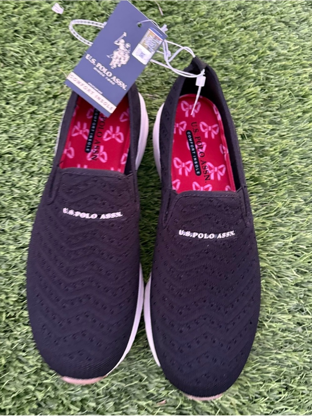 U.S. Polo Assn. Women Black Slip-On Knit Loafers 11